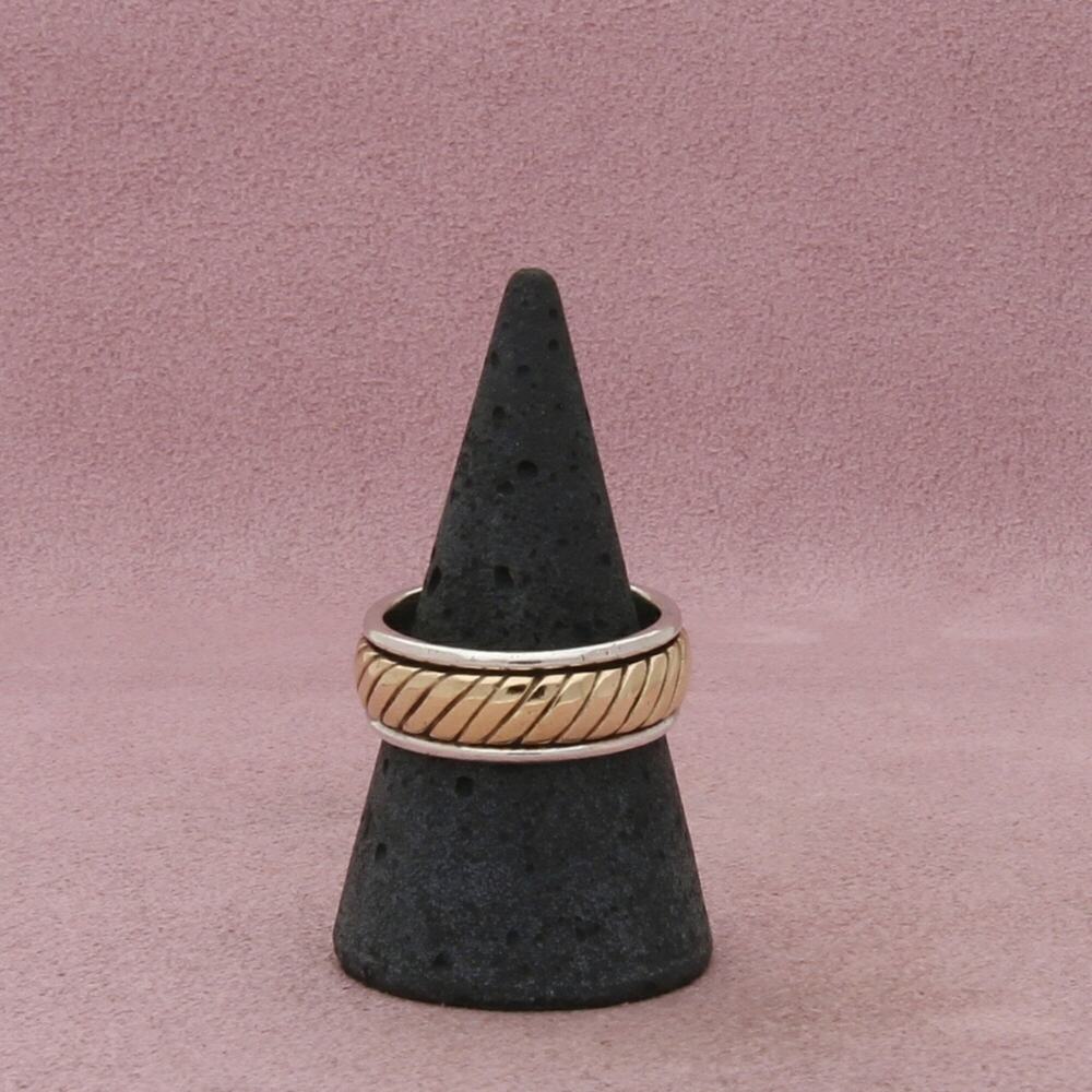 james avery sterling silver & 14k gold mens retired fluted band ring size 8.75